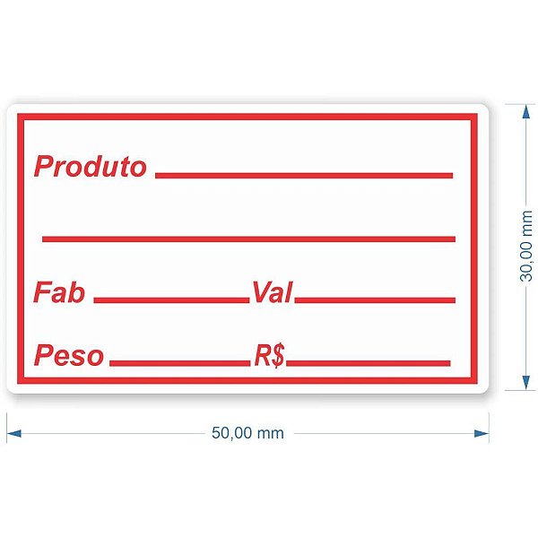 Etiqueta Adesiva VALIDADE/FABRICAÇÃO/PESO/PREÇO – Pacote com 5 (100 Etiquetas por Pacote)