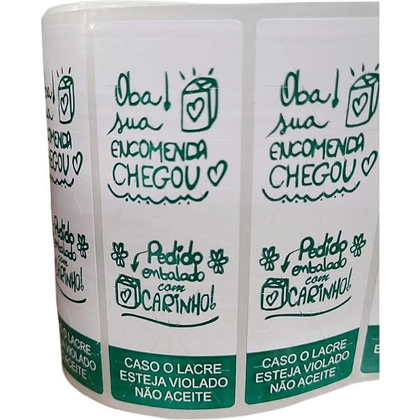 Etiqueta Adesiva Lacre OBA Sua Encomenda 100X35MM – Rolo com 1000 Unidades