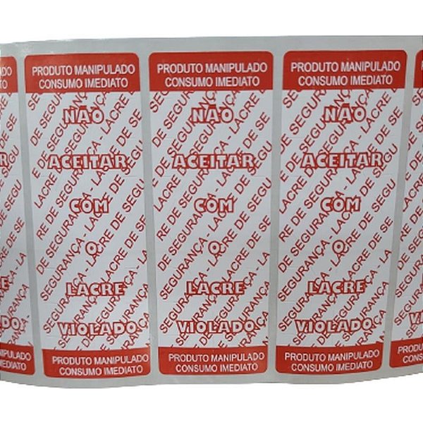 Etiqueta Adesiva Lacre "não Aceite Lacre Violado" 100X35MM - Rolo com 500