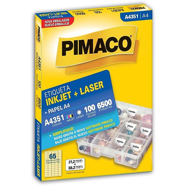 Etiqueta A4 A4351 100 Folhas 21,2 X 38,2 MM - Caixa com 6500 Etiquetas