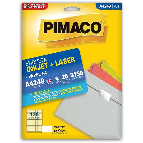 Etiquetas A4 A4249 25 Folhas 15,0 X 26,0MM - 3150 Etiquetas