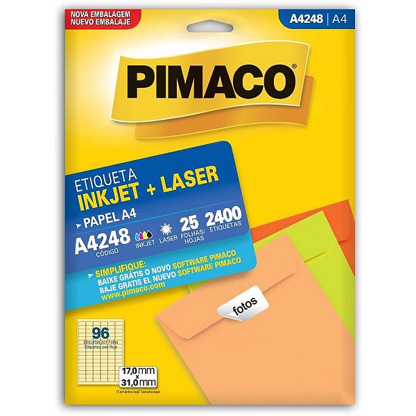 Etiquetas A4 A4248 17X31MM - Caixa com 2400 Etiquetas