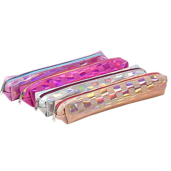 Estojo PVC Xadrez Metalizado 1 Zíper (S)