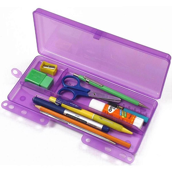 Estojo Plástico Teen BOX Escolar Lilás PCT com 03