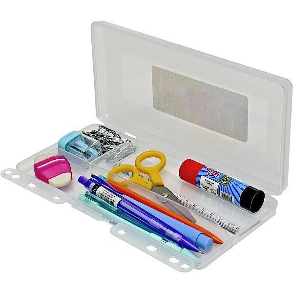 Estojo Plástico Teen BOX Escolar Cristal PCT com 03
