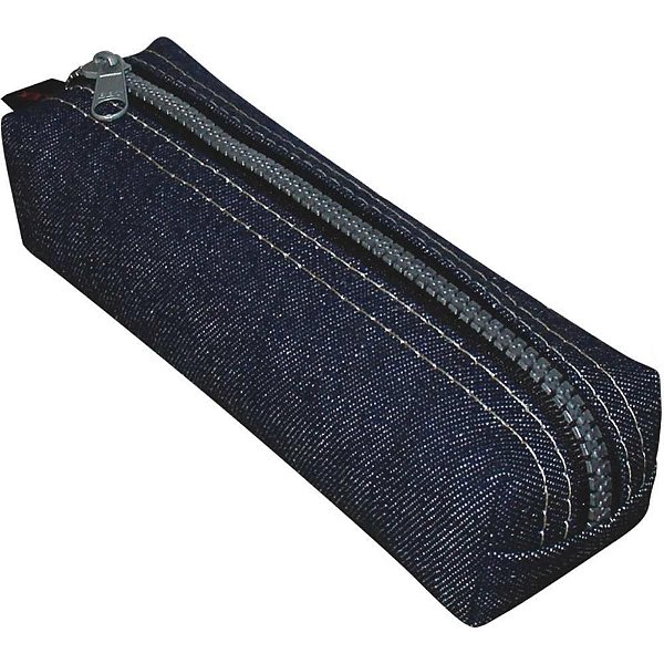 Estojo Jeans Indigo Médio com Ziptrator Pacote com 06
