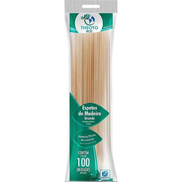 Espeto Madeira 25CMX3,5MM com 100 Unidades PCT com 05