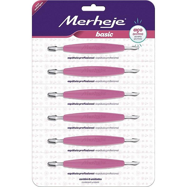 Espátula para Cutícula Rosa Profissional - Cartela com 06