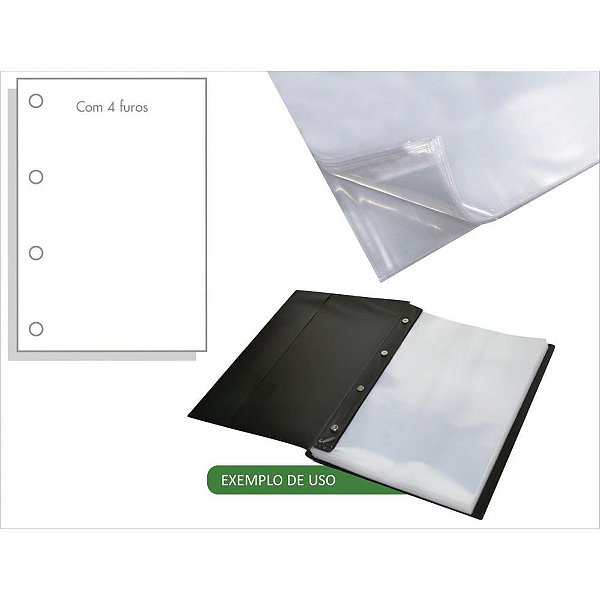 Envelope Plástico A4 4 Furos Médio 0,12 230X310MM - Pacote com 100