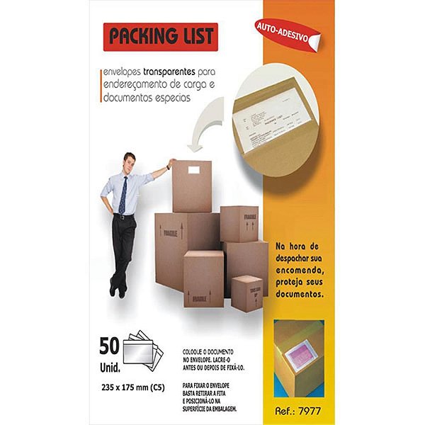 Envelope Endereçamento Carga Plástico TRANSP235X175MM PCT com 50