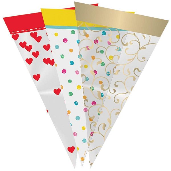 Embalagem para TRUFA/CONE Cone Barrado DECOR18X30CM PCT com 50
