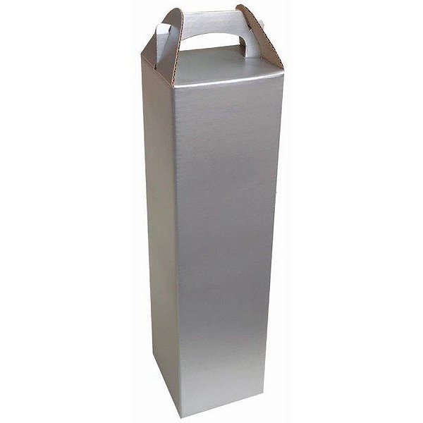 Embalagem para Garrafa Caixa Prata 9X9X37CM – Pacote com 10 Unidades