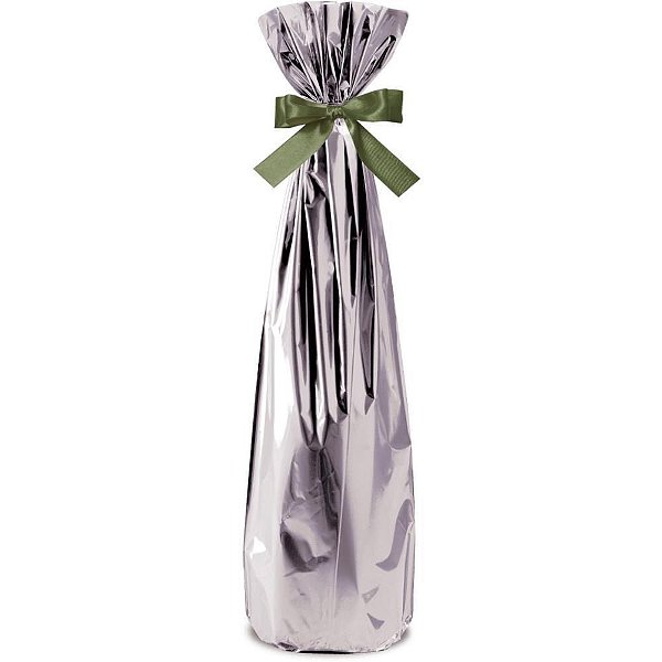 Embalagem para Garrafa 15X44CM Saco Metalizado Prata - Pacote com 50