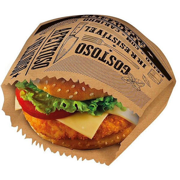 Embalagem para Alimentos Saquinho para Lanche com Frases KRAFT - Pacote com 50
