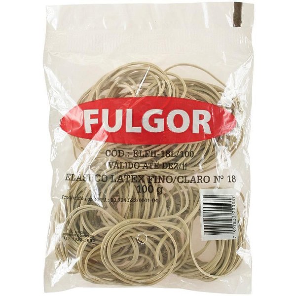 Elástico Látex FINO/CLARO N.18 100G Fulgor