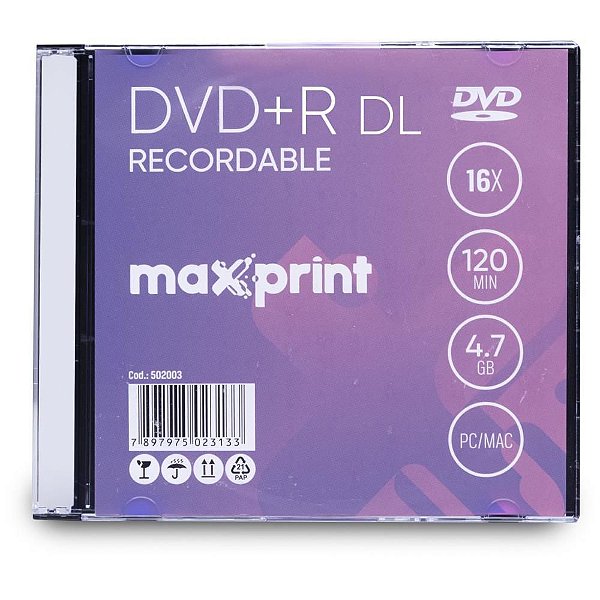 DVD Gravável DVD+R Dual 85GB/240MIN/8X SLI