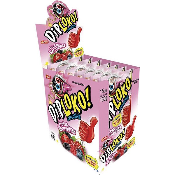Doce DIP Loko Explosive Frutas Vermelhas - Display com 15