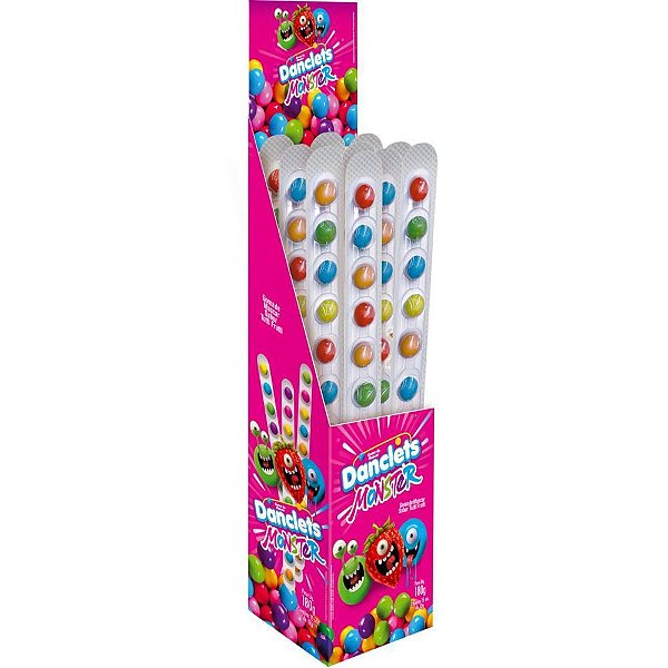 Doce Danclets Régua Monster com 15 Unidades – Chicletes Sortidos
