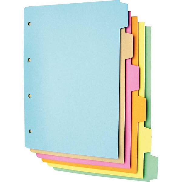 Divisória para Fichário Papel 6 Projeções Universitário Colors