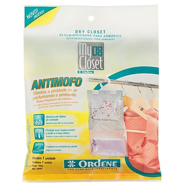 Desumidificador Antimofo para Armário DRY Closet com Fragrância de Lavanda