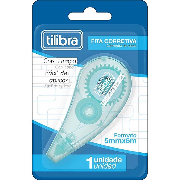 Corretivo em Fita Tilibra Azul Aqua 6M X 5MM