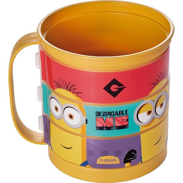 Copo Decorado Minions Caneca 360ML com ALÇA Giratória