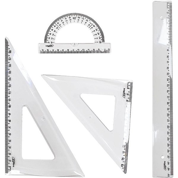 Conjunto para Desenho NEW Line Cristal 1º Grau com 4 Peças Waleu
