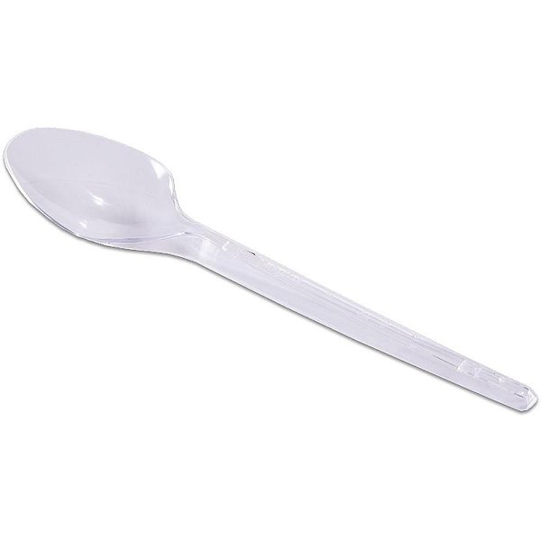 Colher Plástica Descartável Sobremesa Cristal - Pacote com 50 Unidades