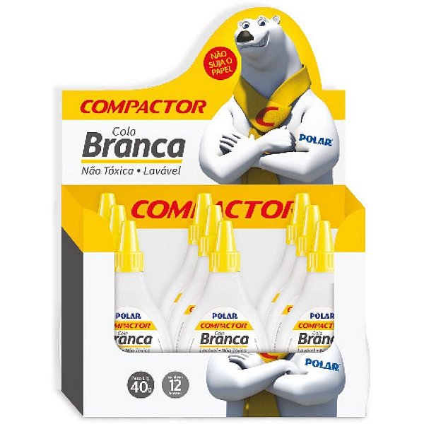 Cola Escolar Polar Branca 40G - Caixa com 12 Unidades