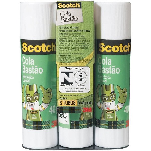 Cola em Bastão SCOTCH 40G - Pacote com 6