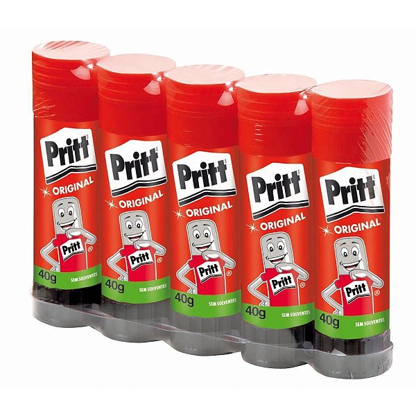 Cola em Bastão PRITT 40 Gramas Pacote com 5 Unidades