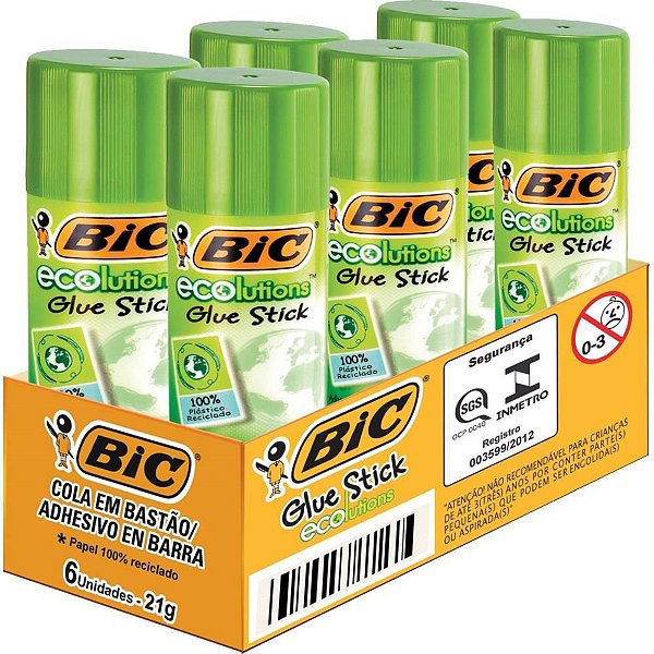 Cola em Bastão BIC Ecolutions 21G Base de água com Plástico Reciclado