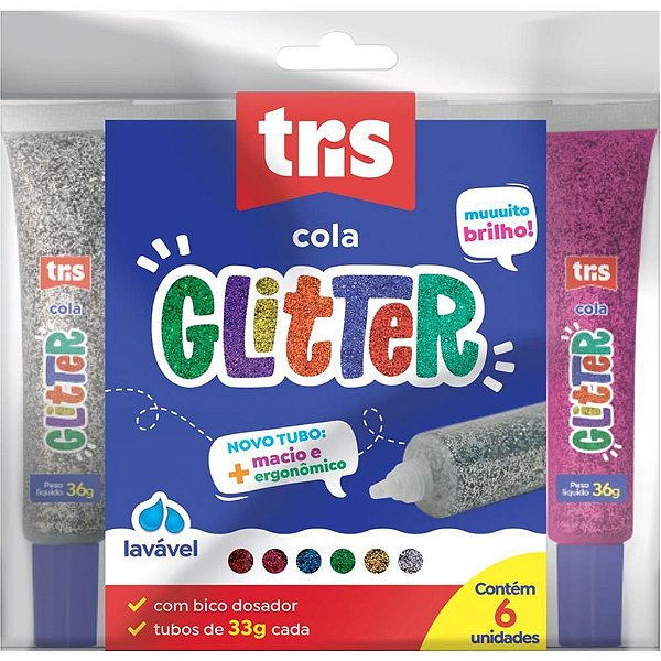Cola com Glíter TRIS Glíter 33G 6CORES