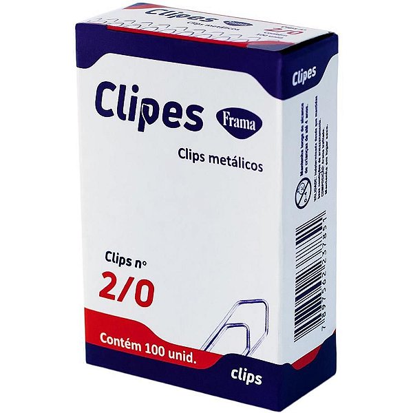 Clips Galvanizado AÇO 2/0 Caixa com 100 Unidades - Caixa com 10 Pacotes