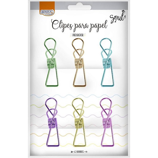 Clips Colorido Prendedor Colorido com 6 - BRW