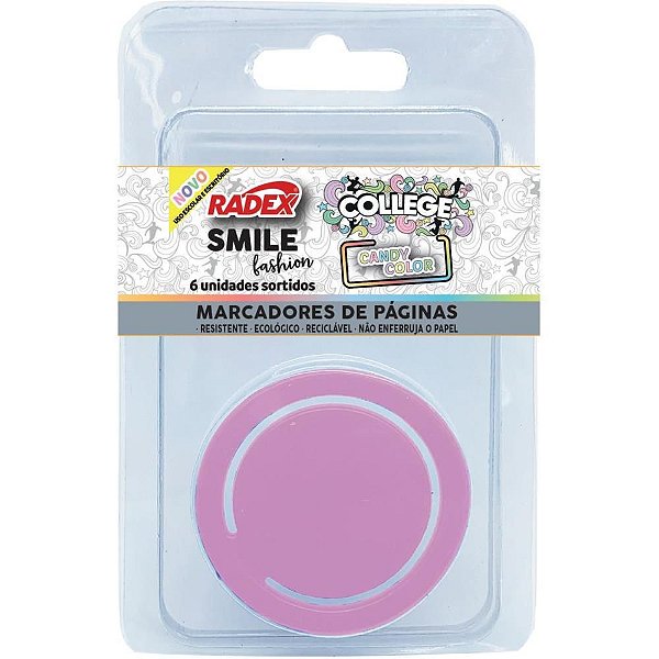 Clips Colorido Marcador de Página Smile CANDY com 6 Unidades