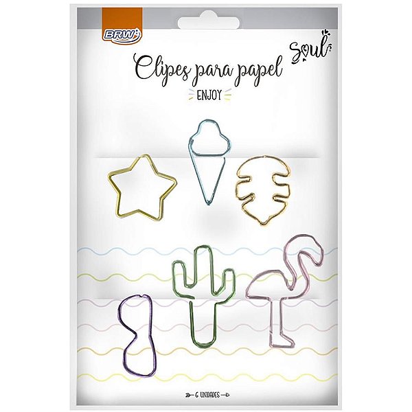 Clips Colorido Formato Pastel com 6