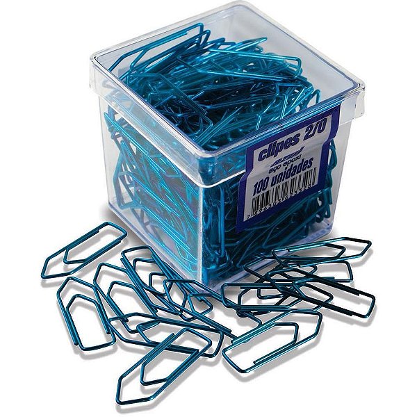Clips Colorido 2/0 (00) 100UN Azul PCT com 10