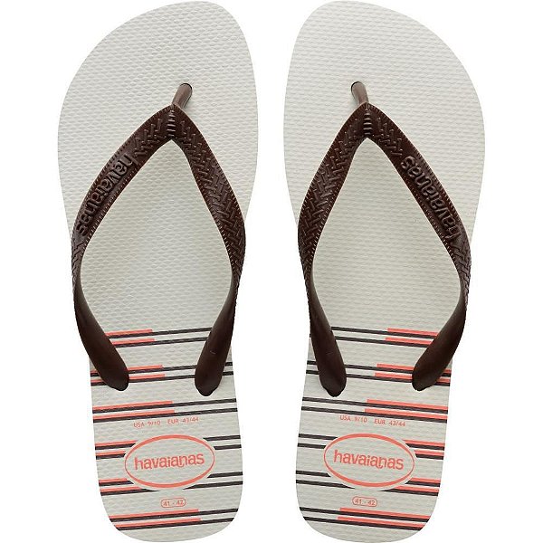 Chinelo Havaianas Masculino TOP Basic 39/0 BRANCO/CAFÉ