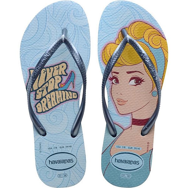Chinelo Havaianas Licenciado SLIM Princesas 37/8 Vento