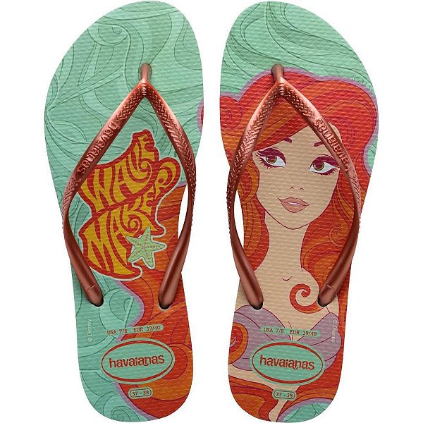 Chinelo Havaianas Licenciado SLIM Princesas 37/8 Argila