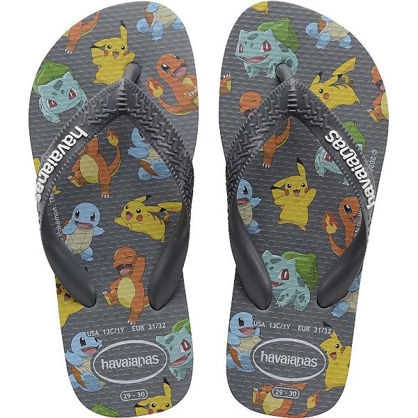 Chinelo Havaianas Licenciado Pokémon 37/8 Novo Grafite