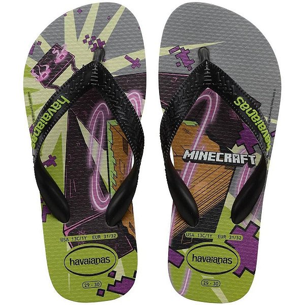 Chinelo Havaianas Licenciado Minecraft 35/6 Oliva