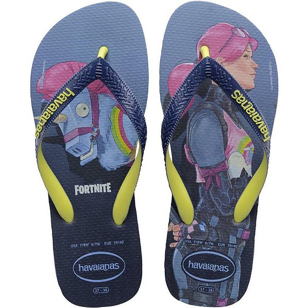 Chinelo Havaianas Licenciado Fortnite 41/42 Azul índigo