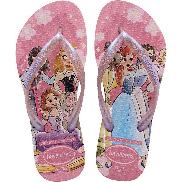 Chinelo Havaianas Infantil Princesas SLIM KIDS 29/0 Rosa