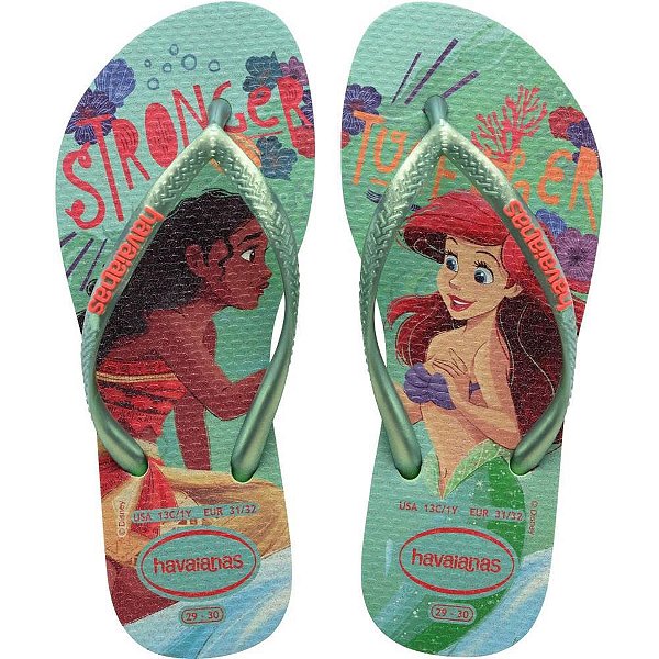 Chinelo Havaianas Infantil Princesas SLIM KIDS 27/8 Verde (7909843974420)