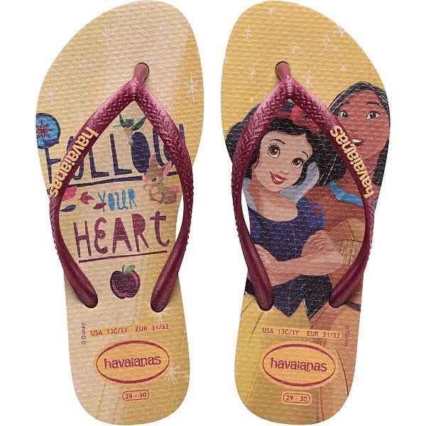 Chinelo Havaianas Infantil Princesas SLIM KIDS 27/8 Doura