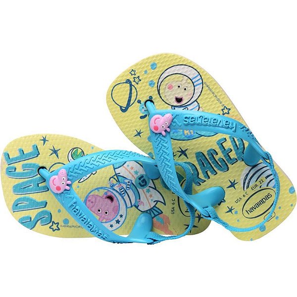 Chinelo Havaianas Infantil Peppa PIG BABY 25/6 Bege Palha