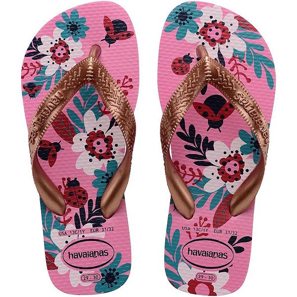 Chinelo Havaianas Infantil KIDS Flores 29/0 PINK Lemonade