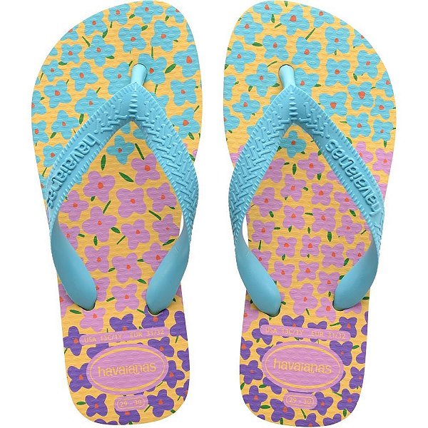 Chinelo Havaianas Infantil KIDS Flores 25/26 Amarelo